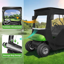 Load image into Gallery viewer, 2 Passenger Black Golf Cart Enclosure with 2 Door Zippers for EZGO TXT &amp; RXV – 600D Weather Cover