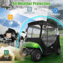 Load image into Gallery viewer, 2 Passenger Black Golf Cart Enclosure with 2 Door Zippers for EZGO TXT &amp; RXV – 600D Weather Cover