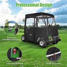 Load image into Gallery viewer, 2 Passenger Black Golf Cart Enclosure with 2 Door Zippers for EZGO TXT &amp; RXV – 600D Weather Cover