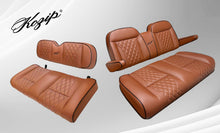 Load image into Gallery viewer, Kozip Front &amp; Rear Seat Cushion Set for Club Car DS 1982-Up | Brown Diamond Stitch Golf Cart Cushions with Armrests