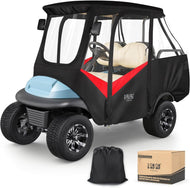 4 Passenger Black & Red Golf Cart Enclosure for Club Car Precedent – All-Weather Waterproof Cover