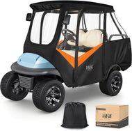 4 Passenger Black & Orange Golf Cart Enclosure for Club Car Precedent – All-Weather Waterproof Cover