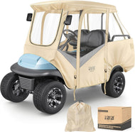 4 Passenger Beige & Gray Golf Cart Enclosure for Club Car Precedent – All-Weather Waterproof Cover