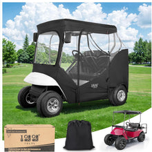 Load image into Gallery viewer, 2 Passenger Black Golf Cart Enclosure for EZGO TXT &amp; RXV – 4-Sided Clear Window Weather Cover