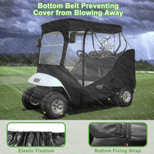 Load image into Gallery viewer, 2 Passenger Khaki &amp; Black Golf Cart Enclosure for EZGO TXT &amp; RXV – 4-Sided Clear Window Weather Cover