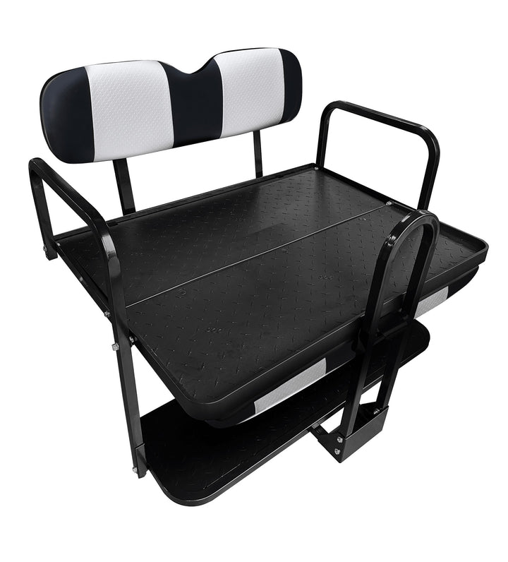 SGC NOMAD Rear Flip Seat Kit for 2001.5-Up E-Z-GO TXT / Freedom TXT / Non-RXV Valor – Black/White Cushions, Matching…