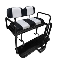 Load image into Gallery viewer, NOMAD Black &amp; White Rear Flip Seat Kit with Matching Front Covers for EZGO RXV Golf Cart