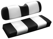 Load image into Gallery viewer, NOMAD Black &amp; White Rear Flip Seat Kit with Matching Front Covers for EZGO RXV Golf Cart