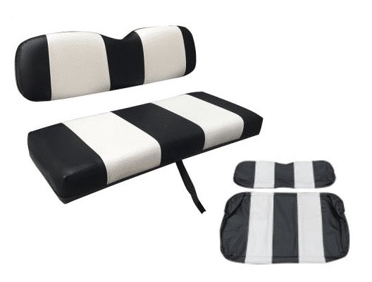 NOMAD black white rear seat cushion set with front covers for E-Z-GO RXV SCRX03