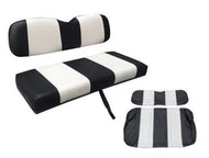 NOMAD Black & White Rear Seat Cushion Set with Matching Front Covers for EZGO RXV Golf Cart