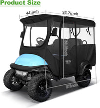 Load image into Gallery viewer, 4 Passenger Black Golf Cart Enclosure – Extended Roof Fit for Yamaha, EZGO &amp; Club Car