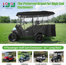 Load image into Gallery viewer, 4 Passenger Black Golf Cart Enclosure – Extended Roof Fit for Yamaha, EZGO &amp; Club Car
