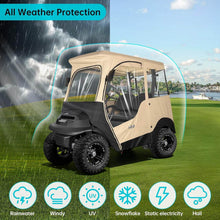 Load image into Gallery viewer, 2 Passenger Khaki Golf Cart Enclosure for Club Car Precedent, Onward &amp; Tempo – Short Roof