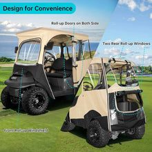 Load image into Gallery viewer, 2 Passenger Khaki Golf Cart Enclosure for Club Car Precedent, Onward &amp; Tempo – Short Roof