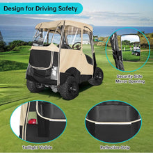 Load image into Gallery viewer, 2 Passenger Khaki Golf Cart Enclosure for Club Car Precedent, Onward &amp; Tempo – Short Roof