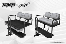Load image into Gallery viewer, Kozip Aeris Gray Front and Rear Seat Cushion Set with Black Piping &amp; Gray Diamond Stitching with NOMAD Rear Flip Seat Kit for EZGO TXT