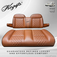 Load image into Gallery viewer, Kozip Club Car DS Front &amp; Rear Seat Cushion Set with NOMAD Rear Flip Seat Kit for Club Car DS (1982-2000.5) | Brown with Black Piping Golf Cart Seats