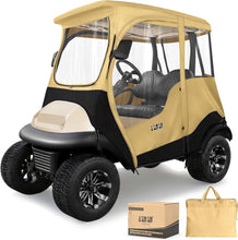 Load image into Gallery viewer, 2 Passenger Khaki Golf Cart Enclosure for Club Car Precedent, Onward &amp; Tempo – Short Roof