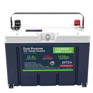 EPOCH 12V 120Ah LiFePO4 Deep Cycle Lithium Battery for RV, Marine, Solar Replacement
