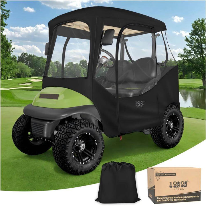 2 Passenger Black Golf Cart Enclosure & Cover for Club Car DS & Precedent – Waterproof Protection