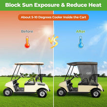 Load image into Gallery viewer, Golf Cart Sun Shade for EZGO TXT &amp; RXV and Club Car DS &amp; Precedent – Black UV &amp; Heat Resistant Curtain