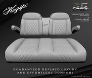 Kozip Aeris Front & Rear Seat Cushion Set – Gray with Black Piping & Gray Diamond Stitching for Yamaha G29 (Drive) (2007–2016) / Drive2 (2017-Up)