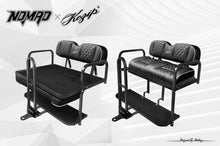 Load image into Gallery viewer, Kozip Aeris Black Front and Rear Seat Cushion Set with White Piping &amp; Black Diamond Stitching with NOMAD Rear Flip Seat Kit for Yamaha Drive2
