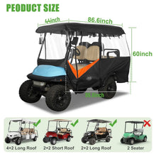 Load image into Gallery viewer, 4 Passenger Black &amp; Orange Golf Cart Enclosure – Extended Roof Fit for Yamaha, EZGO &amp; Club Car with Explosion-Proof Zipper