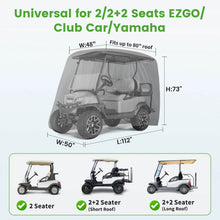 Load image into Gallery viewer, Gray Golf Cart Cover for Extended Roof – Yamaha, EZGO &amp; Club Car (2, 4 &amp; 4+2 Passenger)