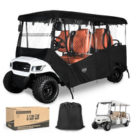 6/4+2 Passenger Black Golf Cart Enclosure – 600D Waterproof Cover for Yamaha, EZGO & Club Car (138” Roof)