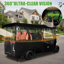 Load image into Gallery viewer, 6/4+2 Passenger Black Golf Cart Enclosure – 600D Waterproof Cover for Yamaha, EZGO &amp; Club Car (138” Roof)