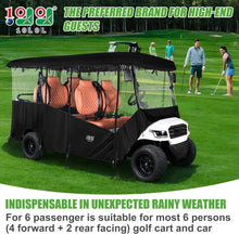 Load image into Gallery viewer, 6/4+2 Passenger Black Golf Cart Enclosure – 600D Waterproof Cover for Yamaha, EZGO &amp; Club Car (138” Roof)