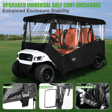 Load image into Gallery viewer, 6/4+2 Passenger Black Golf Cart Enclosure – 600D Waterproof Cover for Yamaha, EZGO &amp; Club Car (138” Roof)