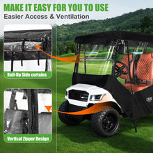 Load image into Gallery viewer, 6/4+2 Passenger Black Golf Cart Enclosure – 600D Waterproof Cover for Yamaha, EZGO &amp; Club Car (138” Roof)