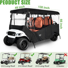 Load image into Gallery viewer, 6/4+2 Passenger Black Golf Cart Enclosure – 600D Waterproof Cover for Yamaha, EZGO &amp; Club Car (138” Roof)