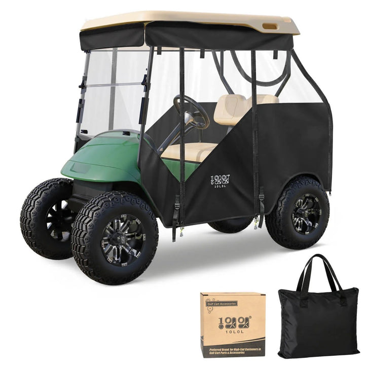 Black Smart Track Style Golf Cart Enclosure for EZGO TXT – 2 Passenger