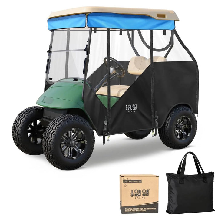 Blue Smart Track Style Golf Cart Enclosure for EZGO TXT – 2 Passenger