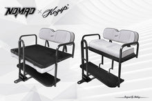 Load image into Gallery viewer, Kozip Aeris White Front and Rear Seat Cushion Set with Black Piping &amp; White Diamond Stitching with NOMAD Rear Flip Seat Kit for Yamaha Drive2