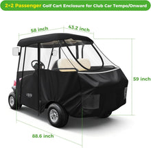 Load image into Gallery viewer, Black 2+2 (4 Passenger) Golf Cart Enclosure for Club Car Tempo/Onward – 600D Waterproof