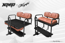 Load image into Gallery viewer, Kozip Aeris Brown Front and Rear Seat Cushion Set with Black Piping &amp; Brown Diamond Stitching with NOMAD Rear Flip Seat Kit for Yamaha Drive2