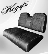 Load image into Gallery viewer, KOZIP Front Seat Cushion Set for Club Car Precedent (2004–2011) – Black Base with White Stitch &amp; Black Insert (Limited)