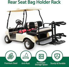 Load image into Gallery viewer, Universal Golf Cart Golf Bag Holder Rack – Rear-Mounted Storage for 2 Golf Bags