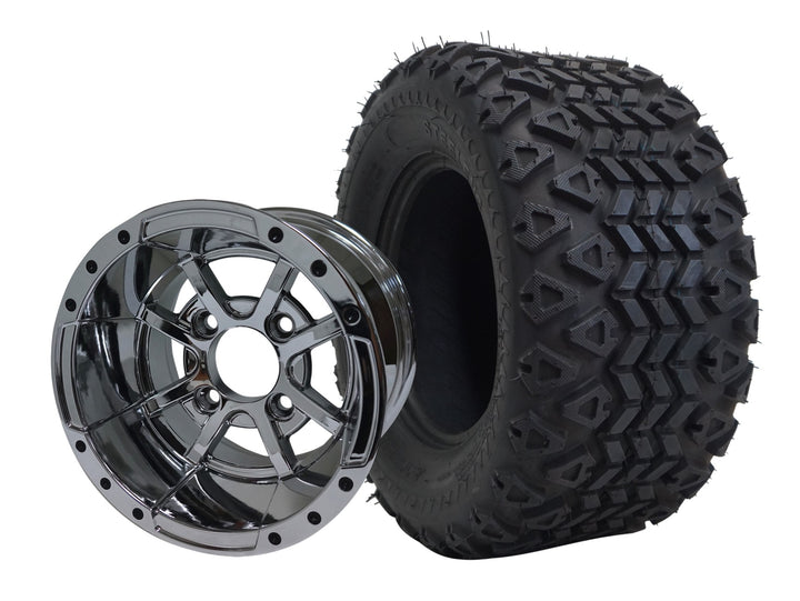 SGC 10″ Storm Trooper Chrome Wheel – Aluminum Alloy / STEELENG 18″x9″-10″ All Terrain Tire DOT approved