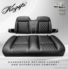 Load image into Gallery viewer, Kozip Front Seat Cushion Set for Club Car DS (1982-Up) – Black with White Piping &amp; Black Cross Stitch