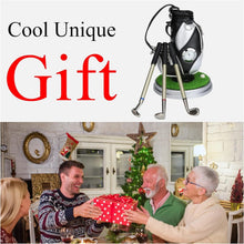 Load image into Gallery viewer, Mini Desktop Golf Bag Pen Holder with Clock &amp; Golf Pens | Black &amp; Silver Golf Cart Desk Organizer Gift