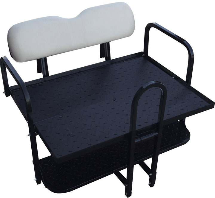 SGC NOMAD Rear Flip Seat Kit for Yamaha G14 / G16 / G19 / G20 / G22 – Ivory Cushions, Roof Supports, Cargo Bed & Grab Bar — included bundle component