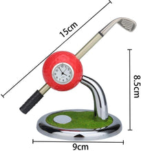 Load image into Gallery viewer, White Golf Pen Holder with Clock &amp; Golf Pens | Mini Desktop Golf Bag Desk Organizer | Golf Gift
