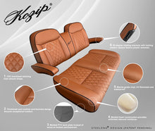 Load image into Gallery viewer, Kozip Front &amp; Rear Seat Cushion Set for Club Car DS 1982-Up | Brown Diamond Stitch Golf Cart Cushions with Armrests
