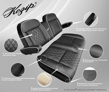 Load image into Gallery viewer, KOZIP Front Seat Cushion Set for Club Car Precedent (2004–2018), Tempo (2018+), &amp; Onward (2017+) – Black Base with White Piping &amp; Black Cross Stitch