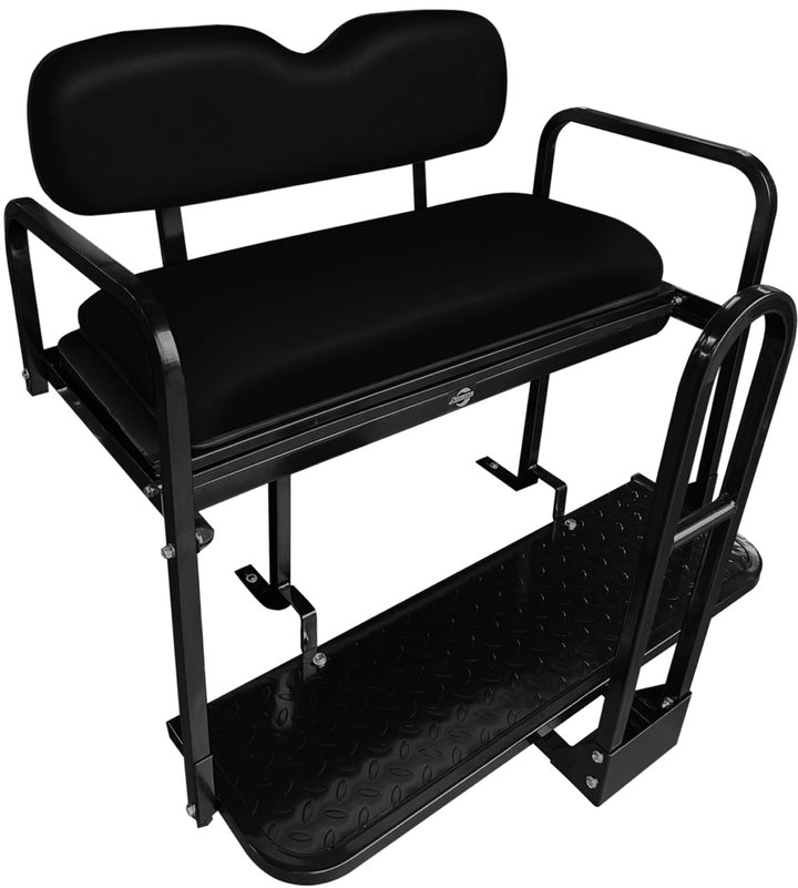 SGC NOMAD Rear Flip Seat Kit for Club Car Precedent / Tempo / Onward – Black Cushions, Cargo Bed, Grab Bar & Trailer Hitch